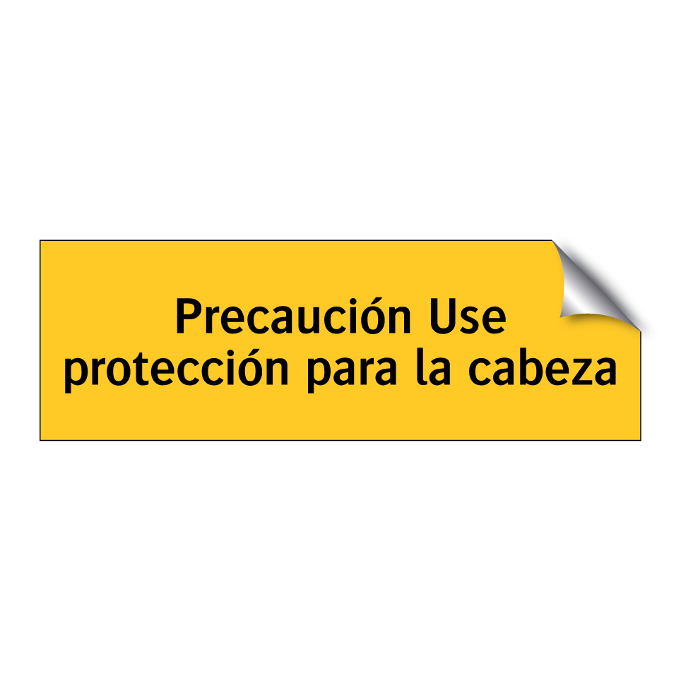 Precaución Use protección para la cabeza