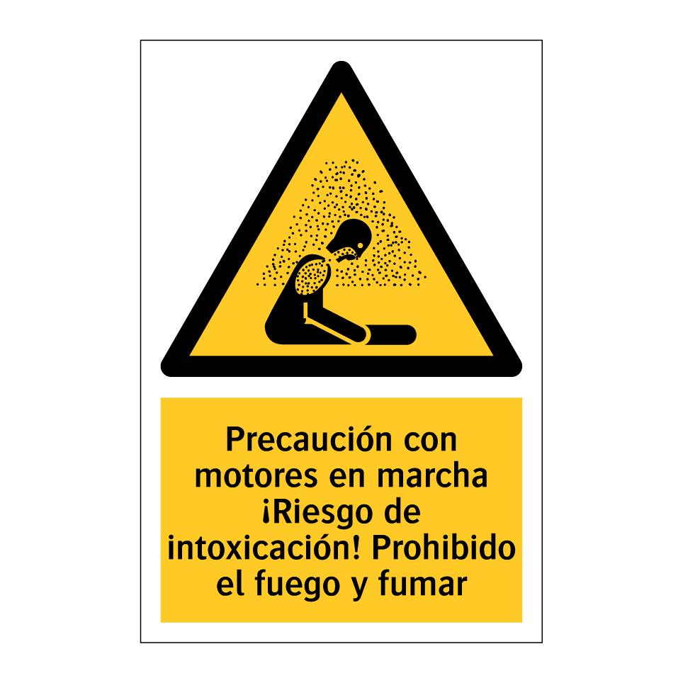 Precaución con motores en marcha ¡Riesgo de intoxicación! Prohibido el fuego y fumar