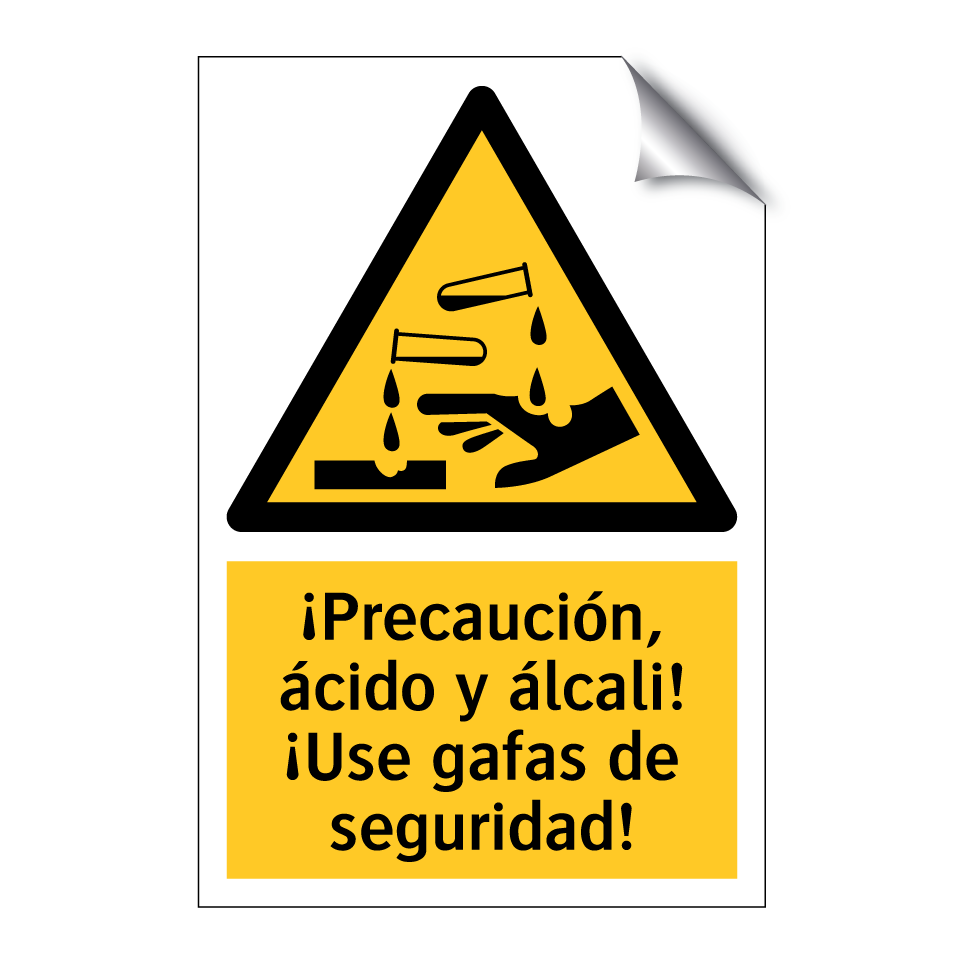 ¡Precaución, ácido y álcali! ¡Use gafas de seguridad!