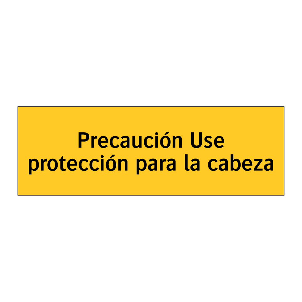 Precaución Use protección para la cabeza