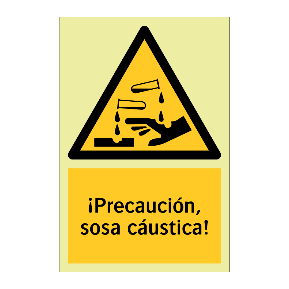 ¡Precaución, sosa cáustica!