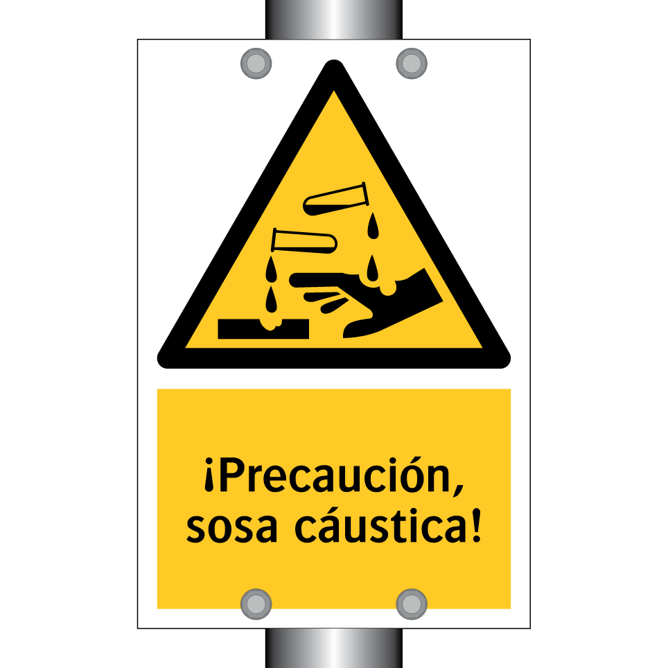 ¡Precaución, sosa cáustica!