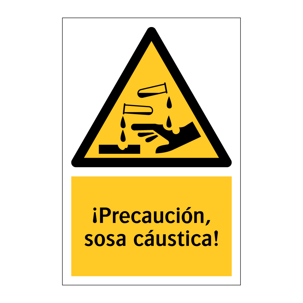 ¡Precaución, sosa cáustica!