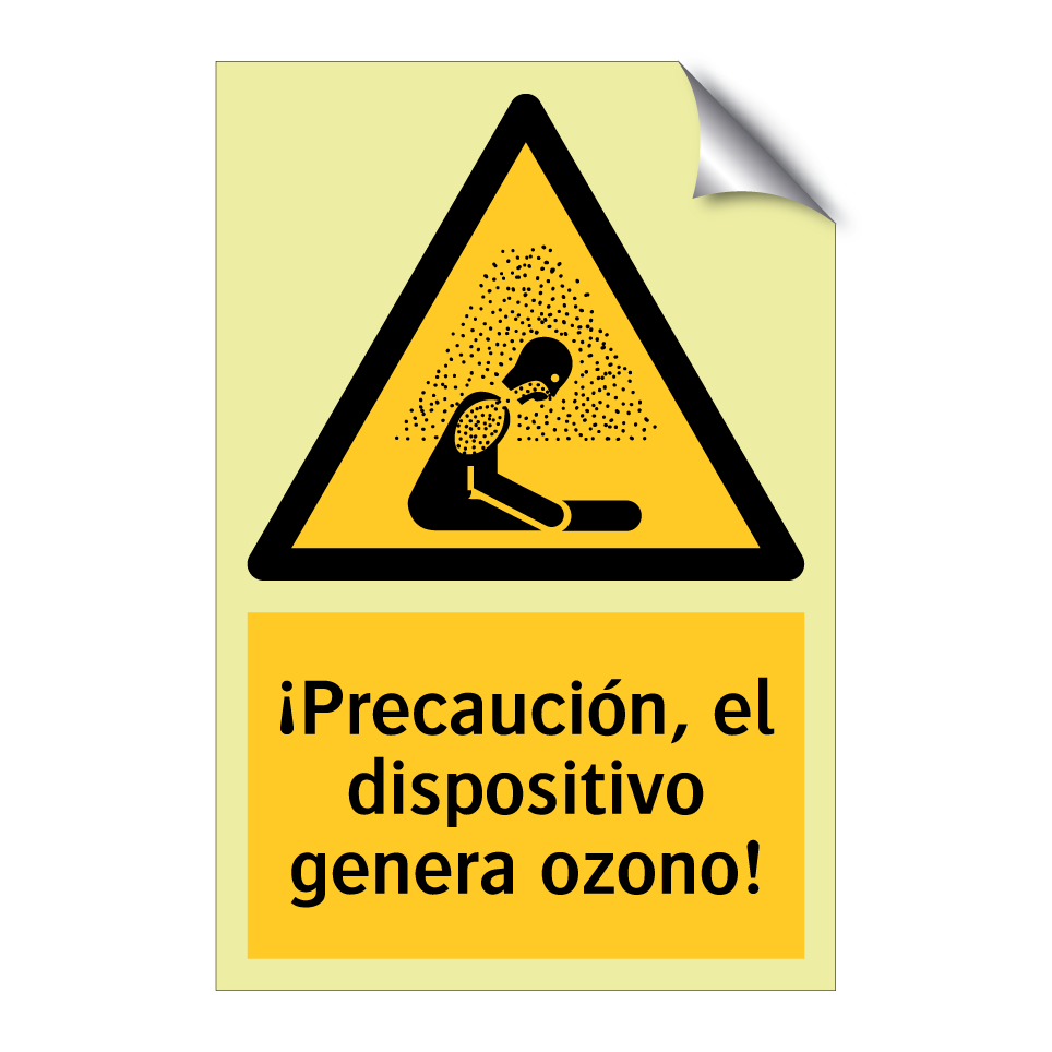 ¡Precaución, el dispositivo genera ozono!