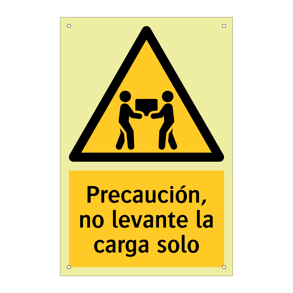 Precaución, no levante la carga solo