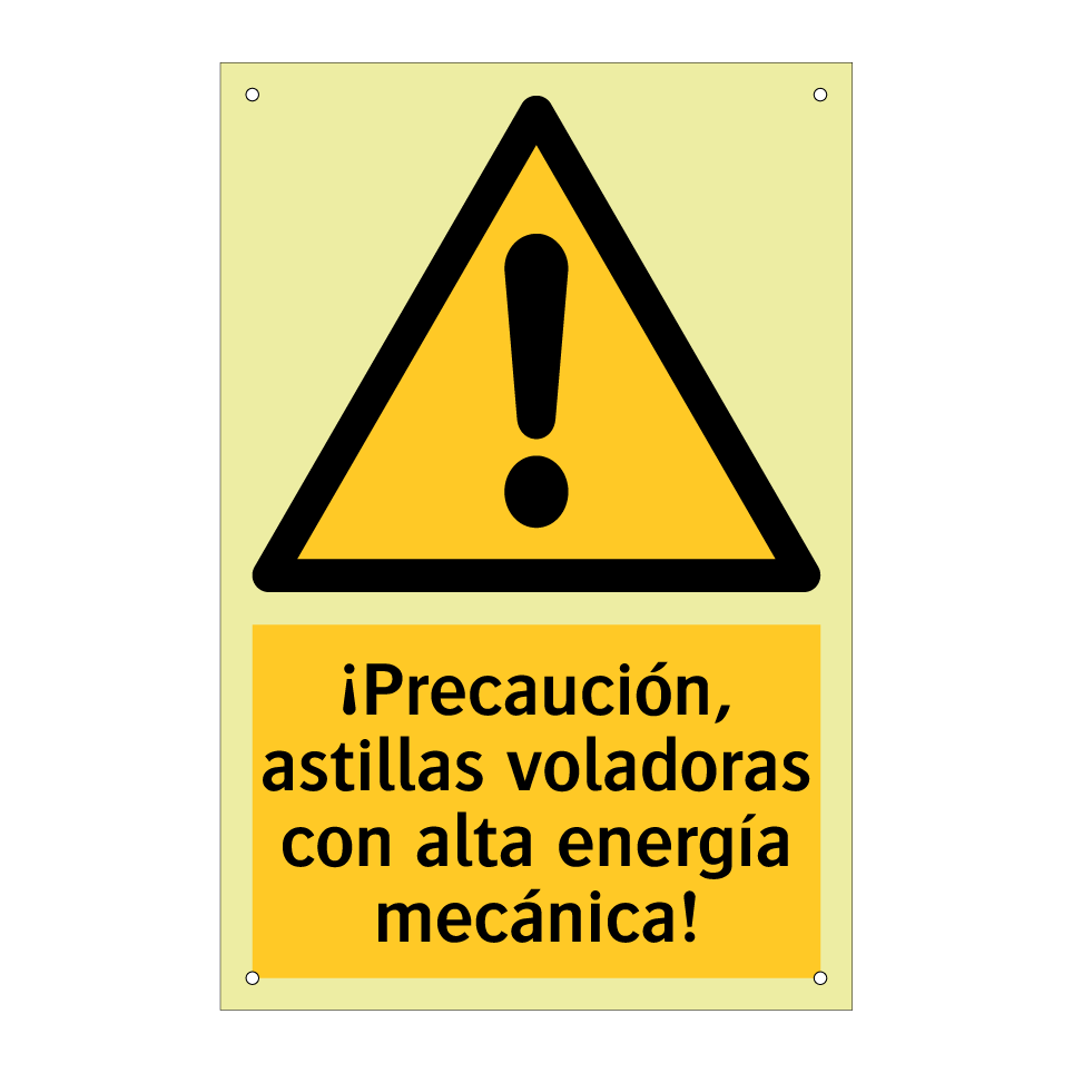 ¡Precaución, astillas voladoras con alta energía mecánica!