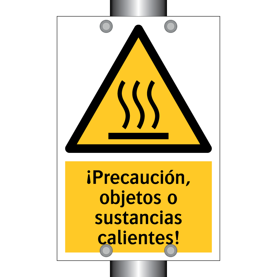 ¡Precaución, objetos o sustancias calientes!