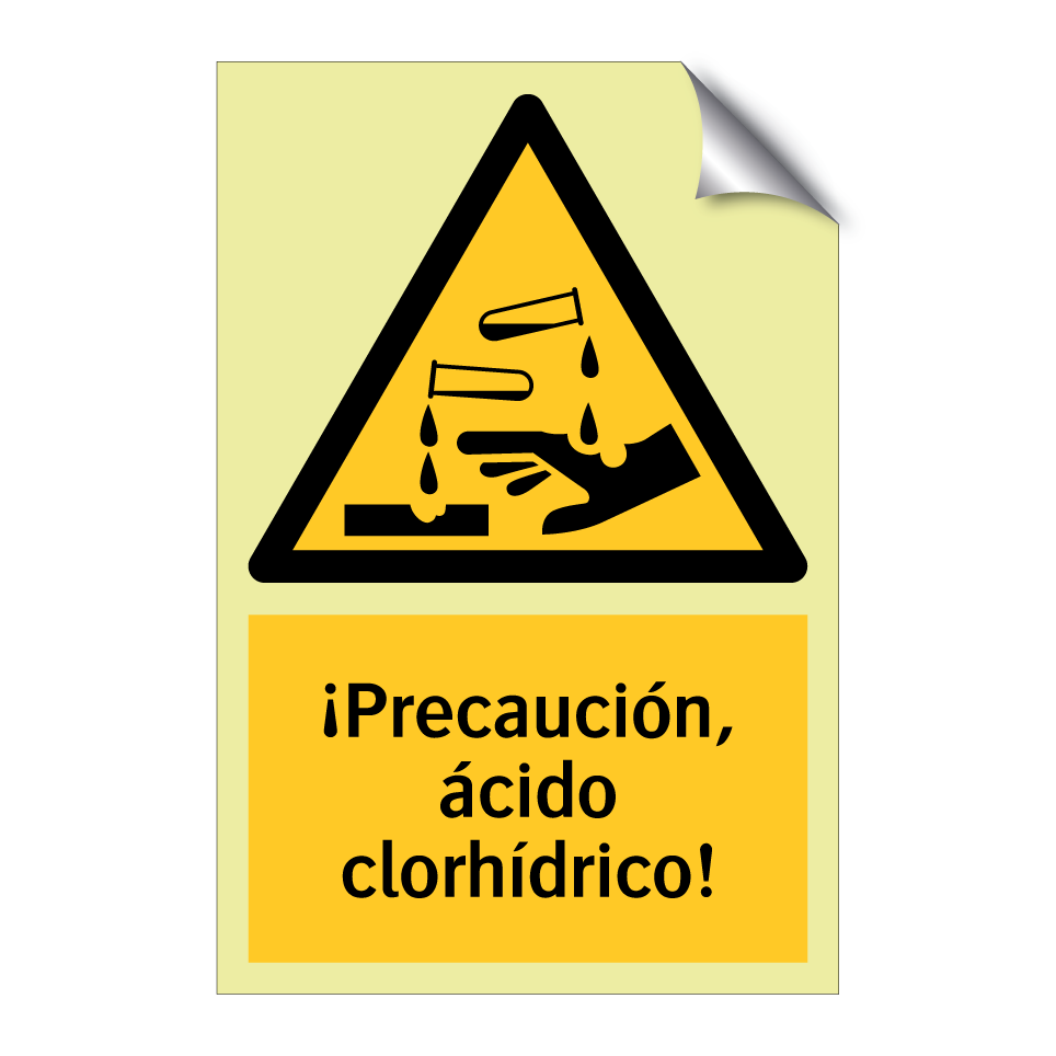 ¡Precaución, ácido clorhídrico!