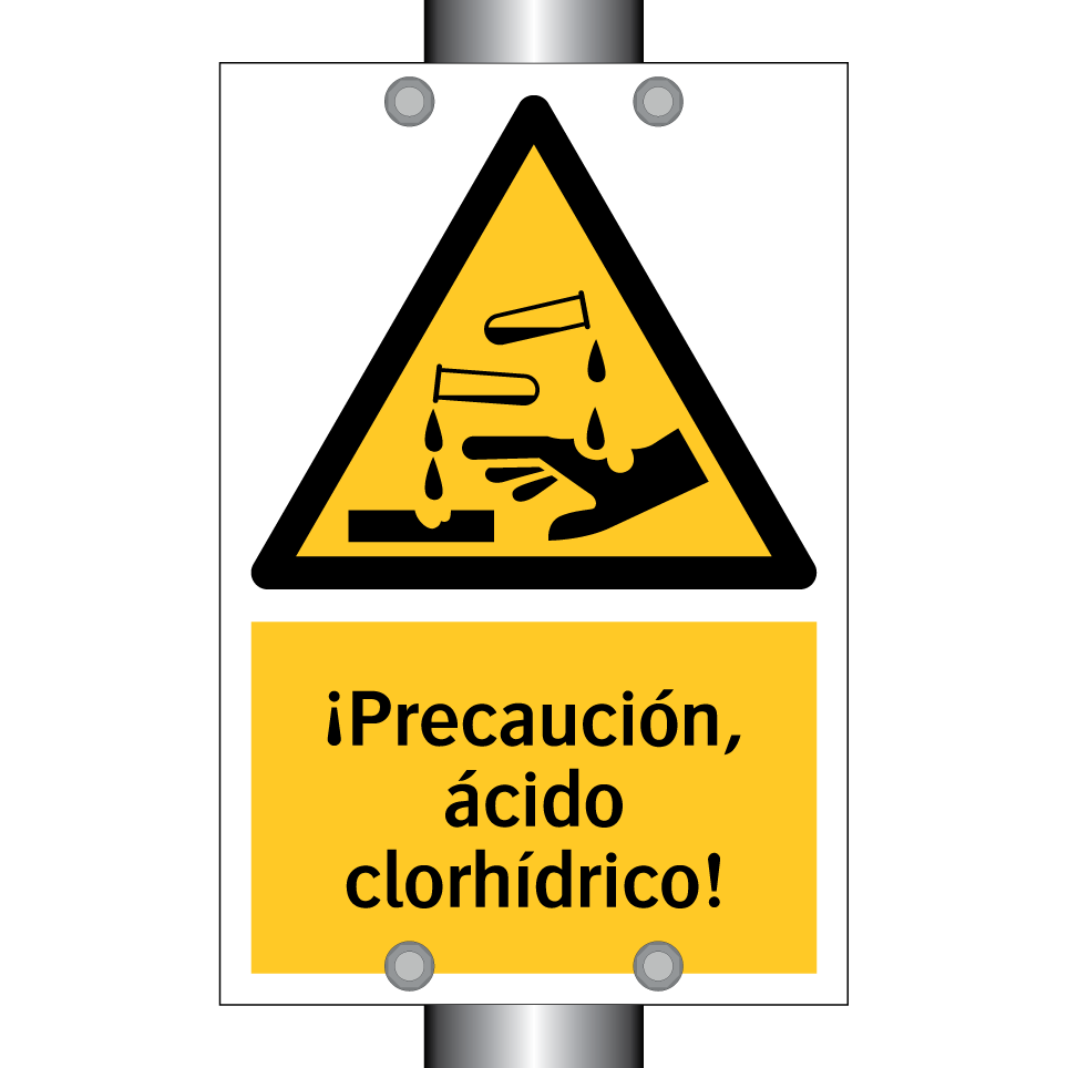 ¡Precaución, ácido clorhídrico!