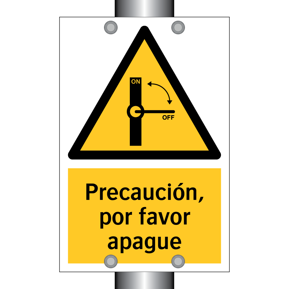 Precaución, por favor apague