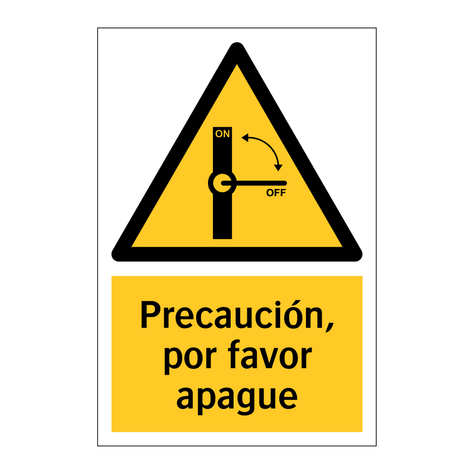 Precaución, por favor apague