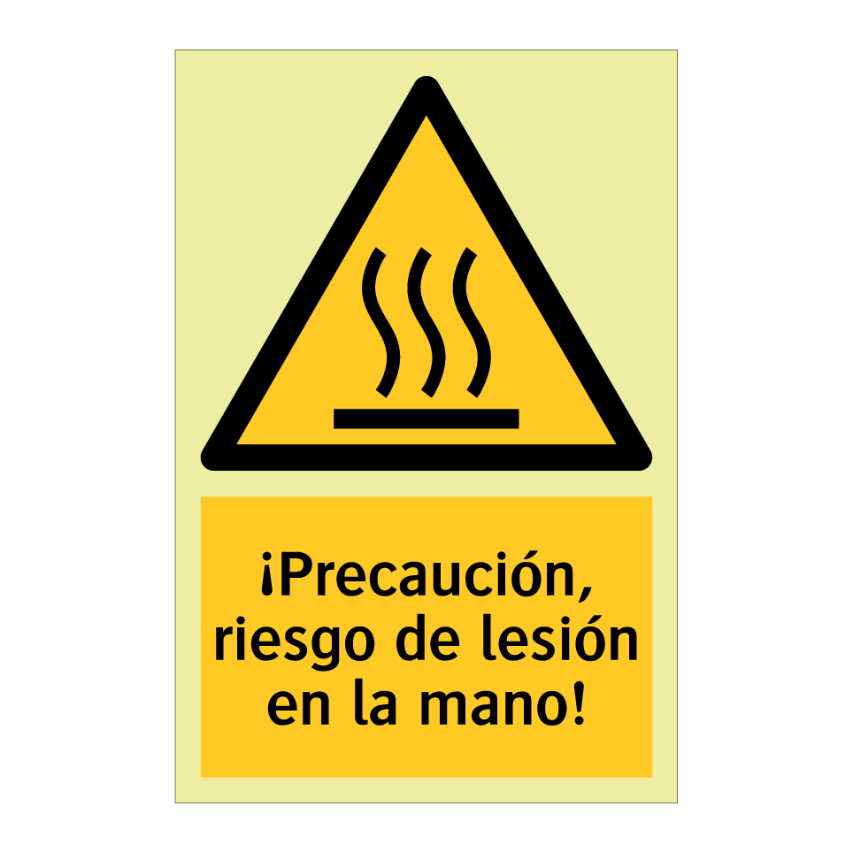 ¡Precaución, riesgo de lesión en la mano!