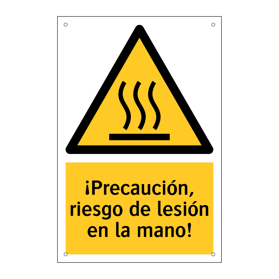 ¡Precaución, riesgo de lesión en la mano!