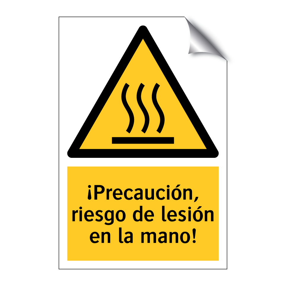 ¡Precaución, riesgo de lesión en la mano!