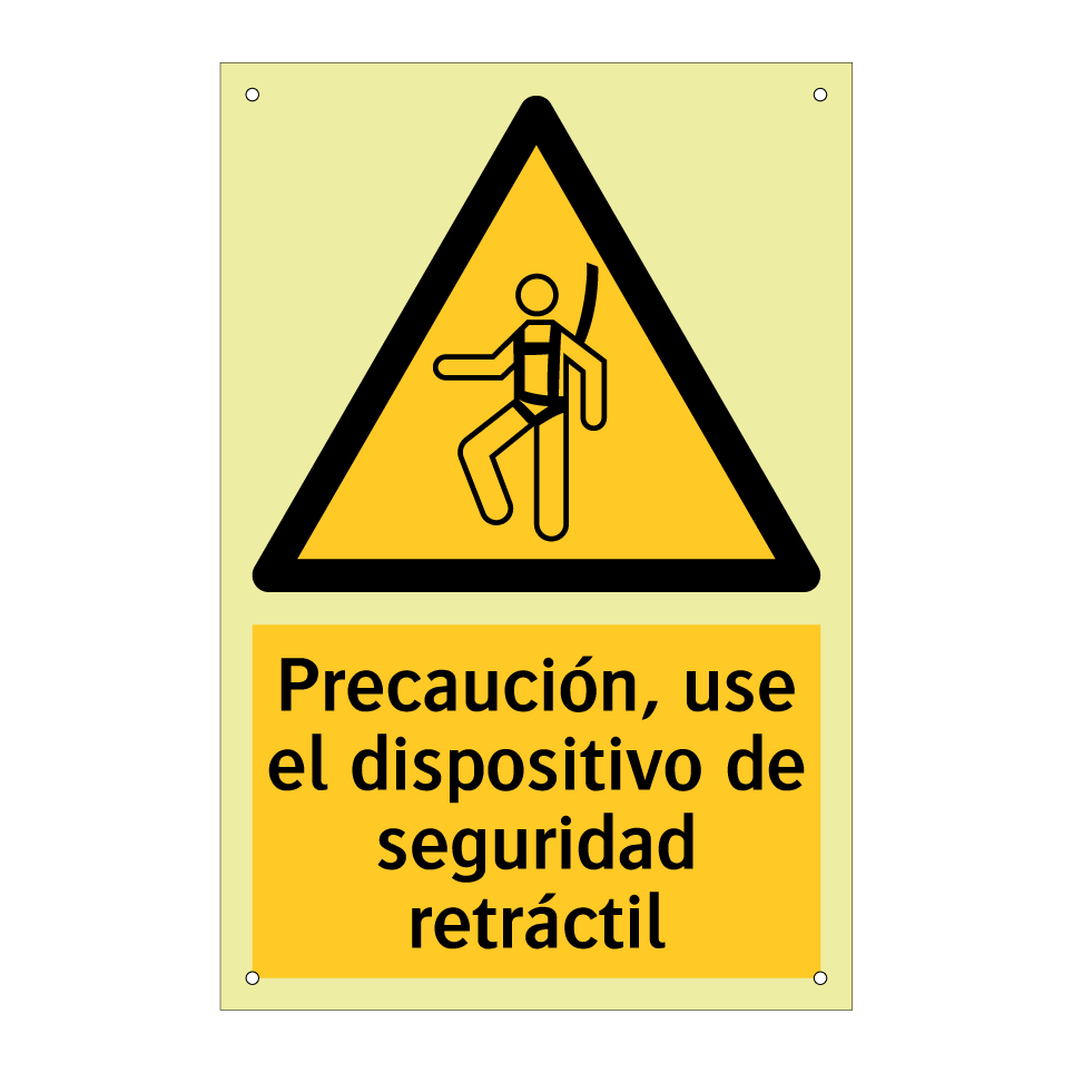 Precaución, use el dispositivo de seguridad retráctil