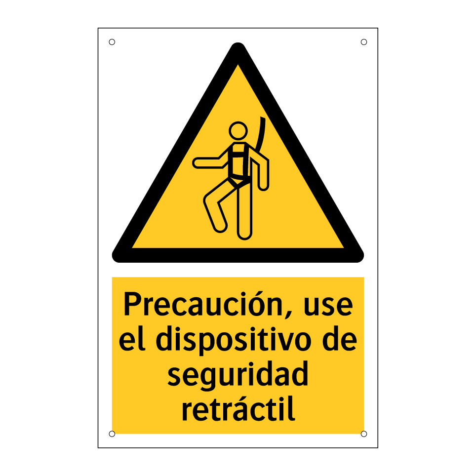 Precaución, use el dispositivo de seguridad retráctil