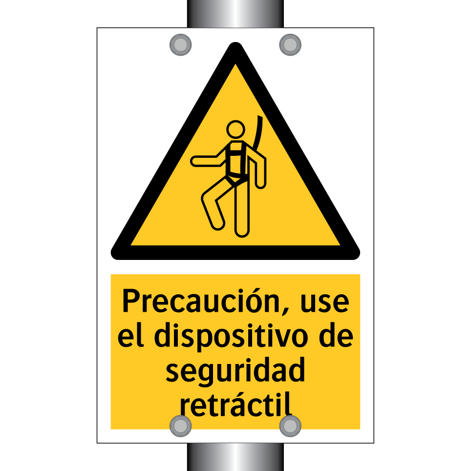 Precaución, use el dispositivo de seguridad retráctil