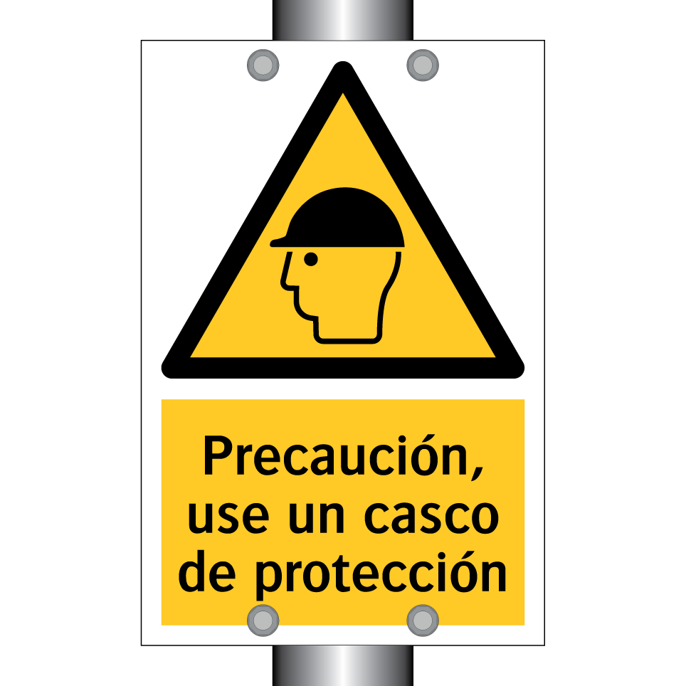 Precaución, use un casco de protección