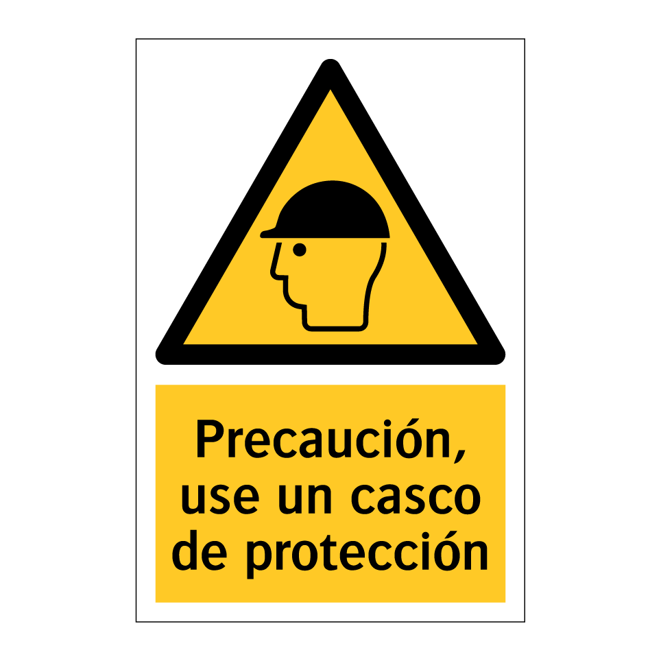 Precaución, use un casco de protección