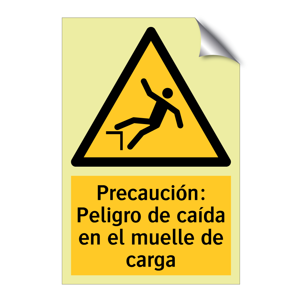Precaución: Peligro de caída en el muelle de carga