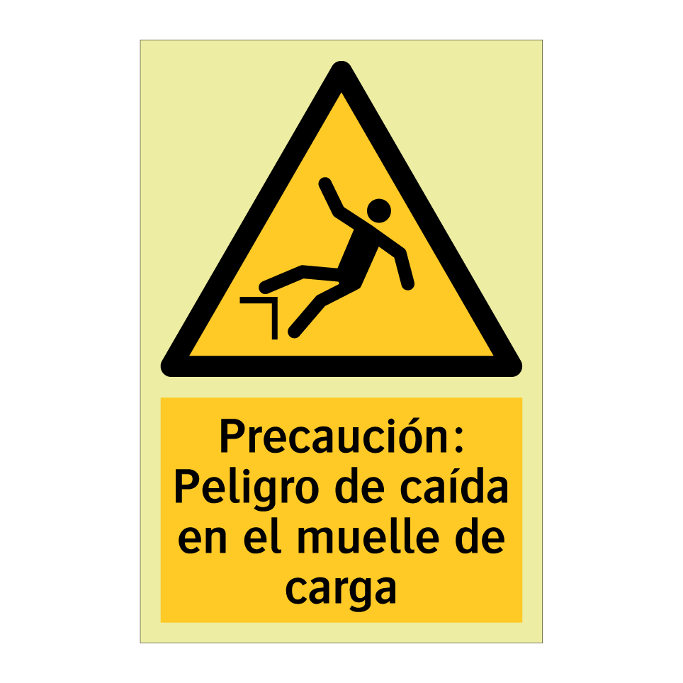 Precaución: Peligro de caída en el muelle de carga