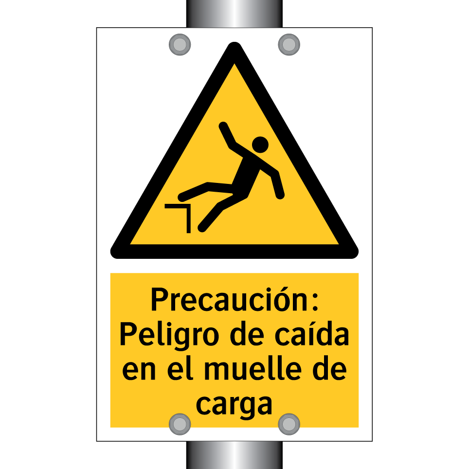 Precaución: Peligro de caída en el muelle de carga