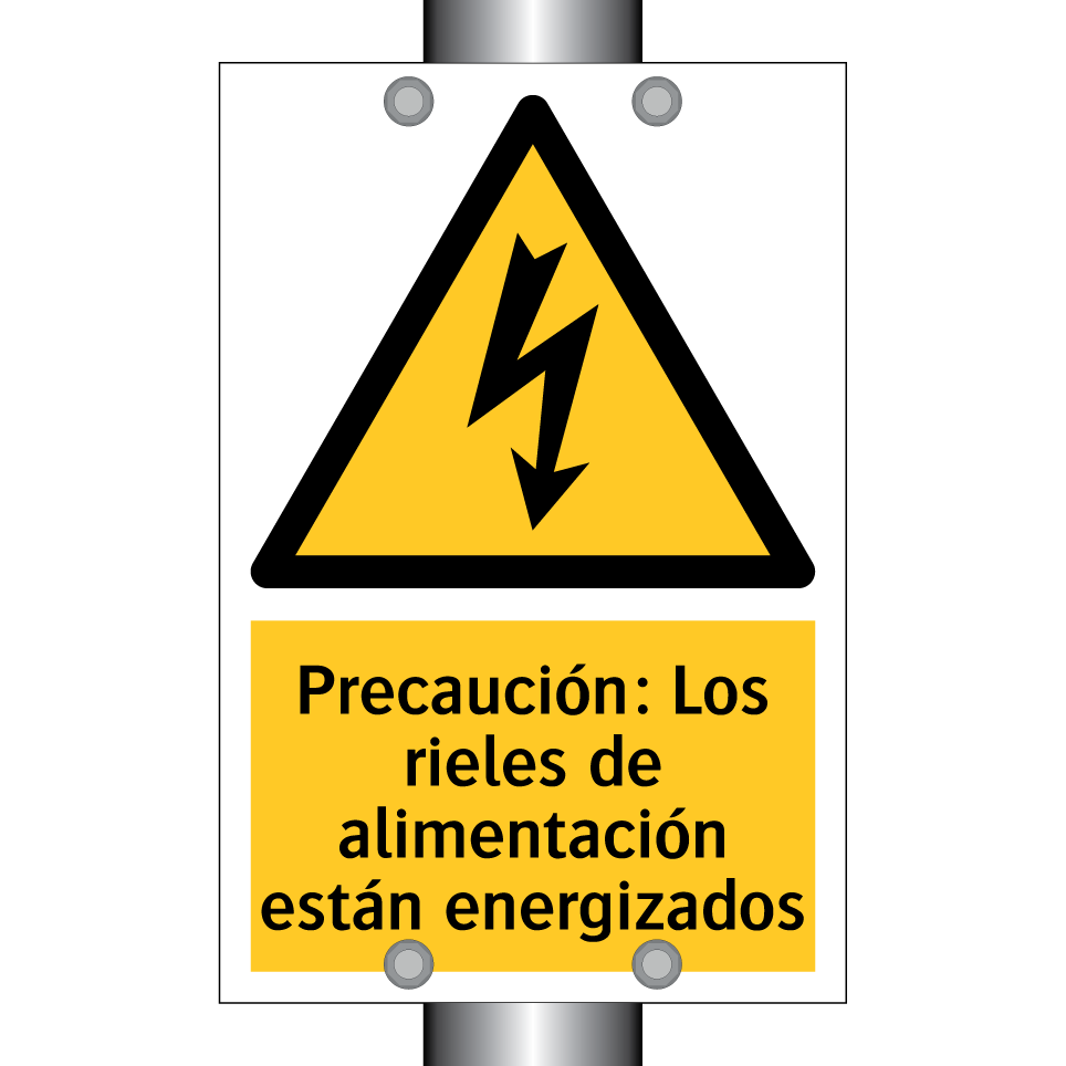 Precaución: Los rieles de alimentación están energizados
