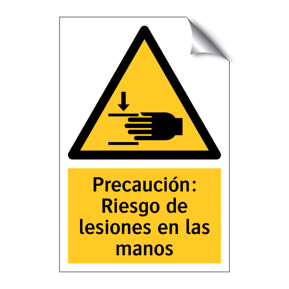Precaución: Riesgo de lesiones en las manos