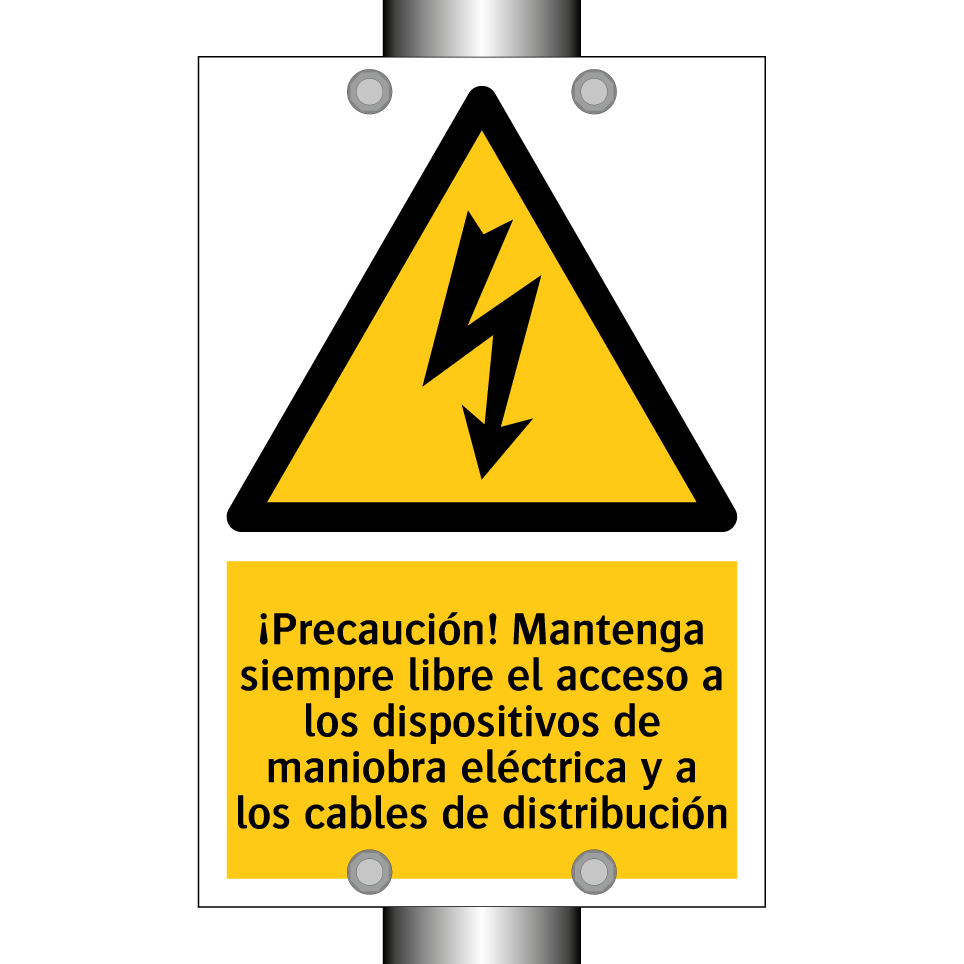 ¡Precaución! Mantenga siempre libre el acceso a los dispositivos de maniobra eléctrica y a los cables de distribución