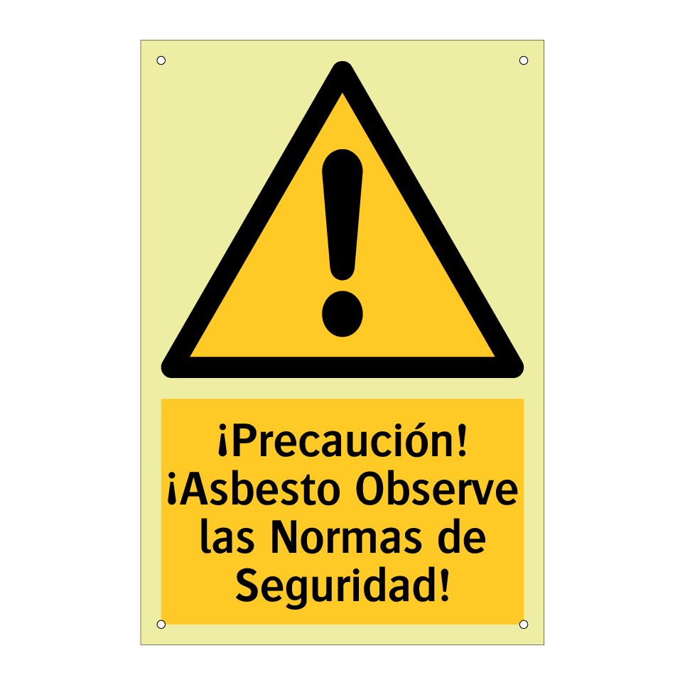 ¡Precaución! ¡Asbesto Observe las Normas de Seguridad!