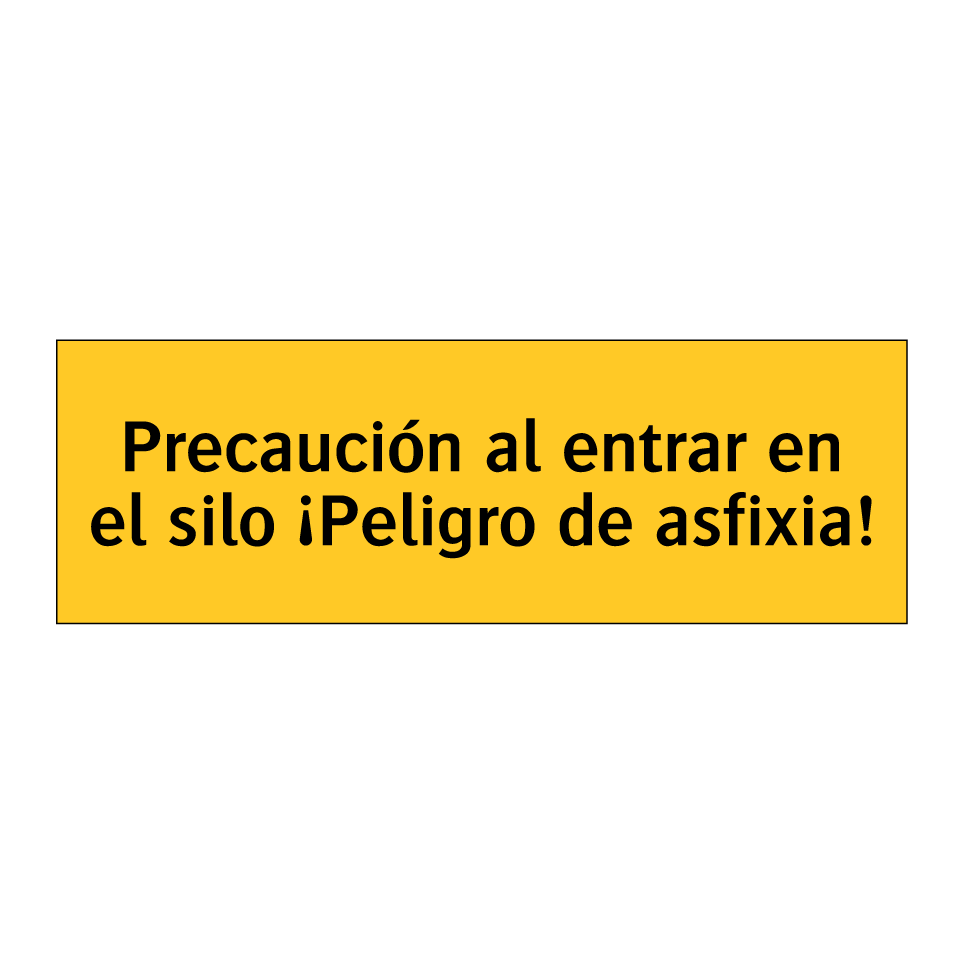 Precaución al entrar en el silo ¡Peligro de asfixia!
