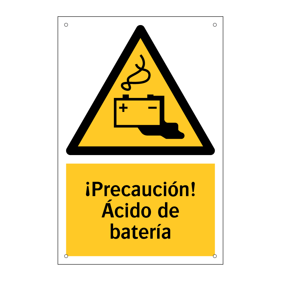 ¡Precaución! Ácido de batería