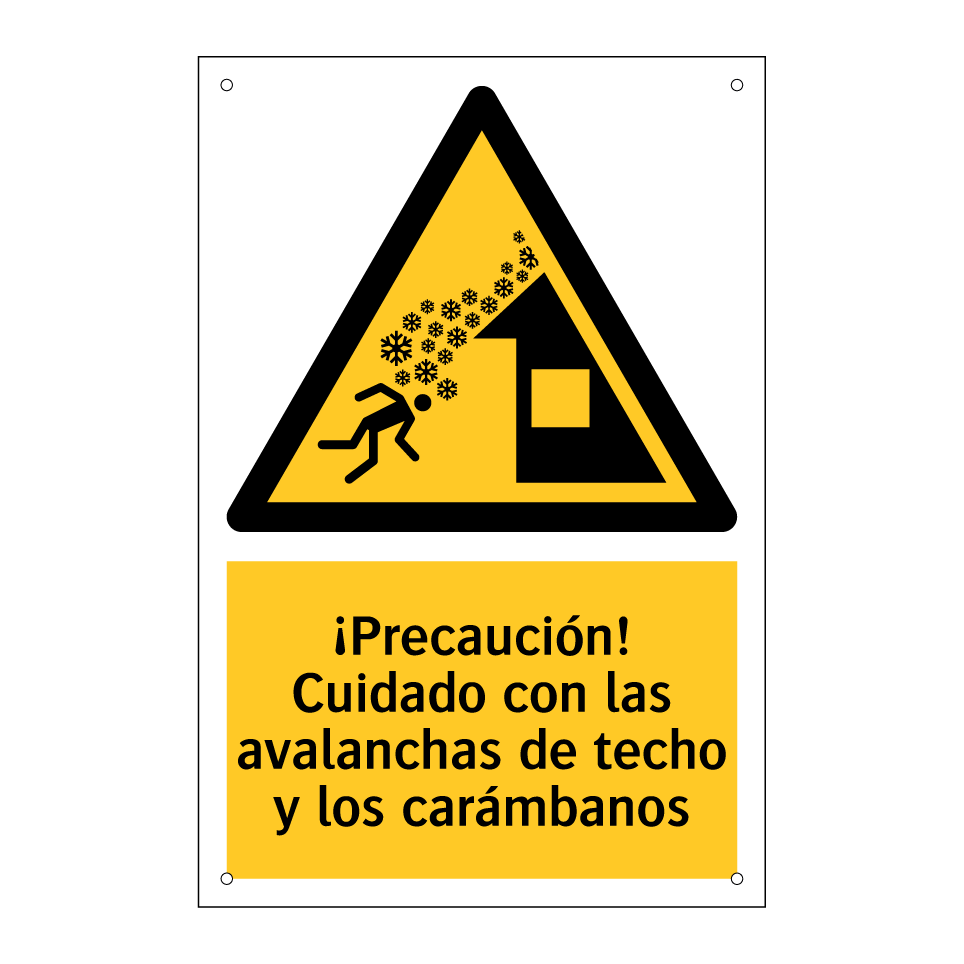 ¡Precaución! Cuidado con las avalanchas de techo y los carámbanos