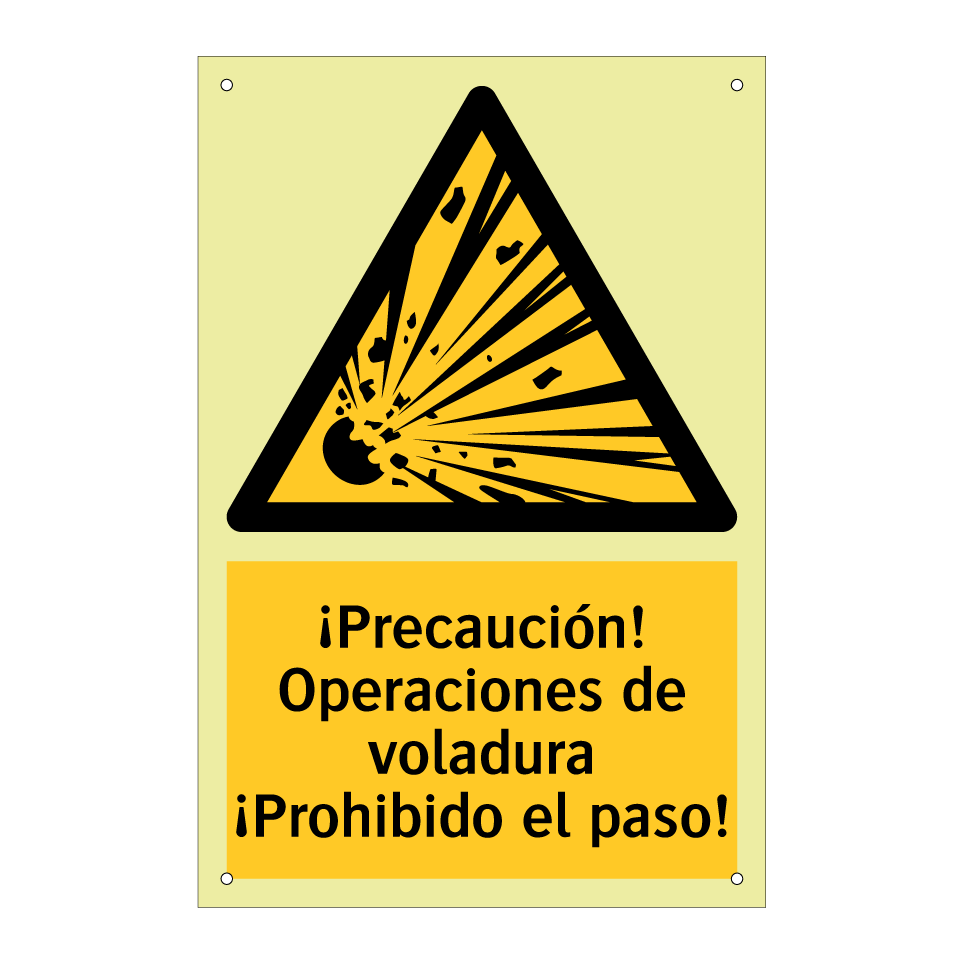 ¡Precaución! Operaciones de voladura ¡Prohibido el paso!