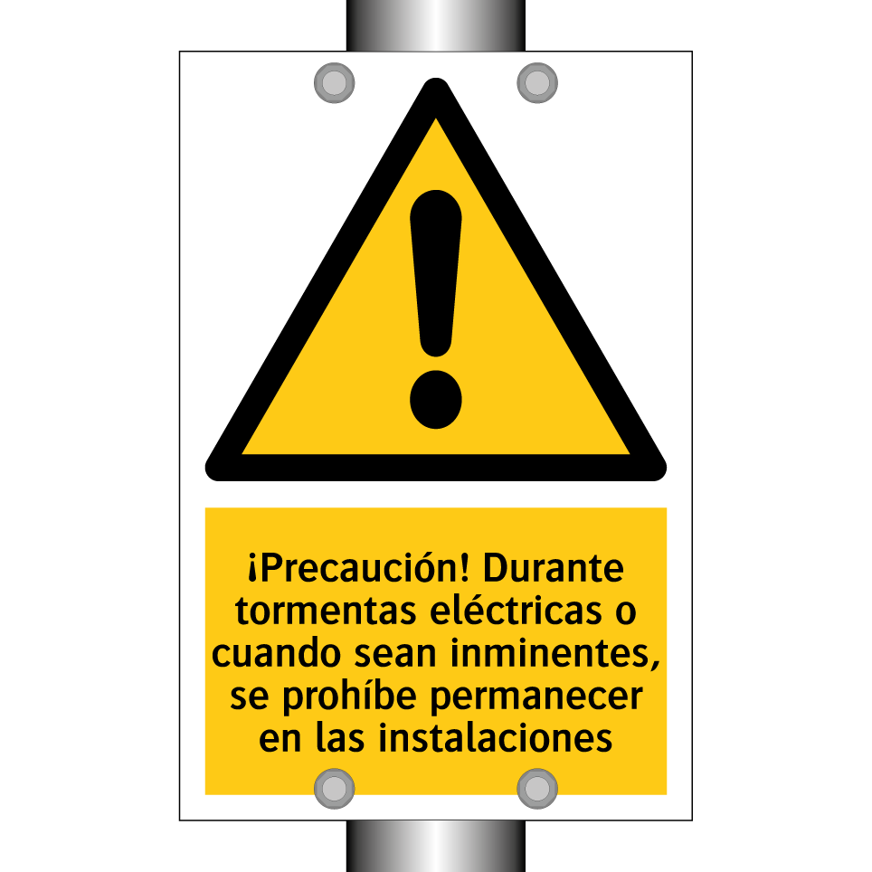 ¡Precaución! Durante tormentas eléctricas o cuando sean inminentes, se prohíbe permanecer en las instalaciones