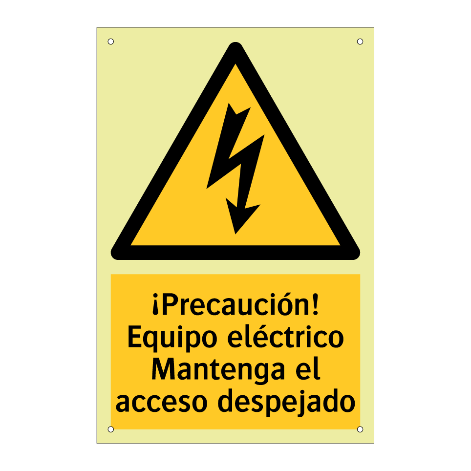 ¡Precaución! Equipo eléctrico Mantenga el acceso despejado