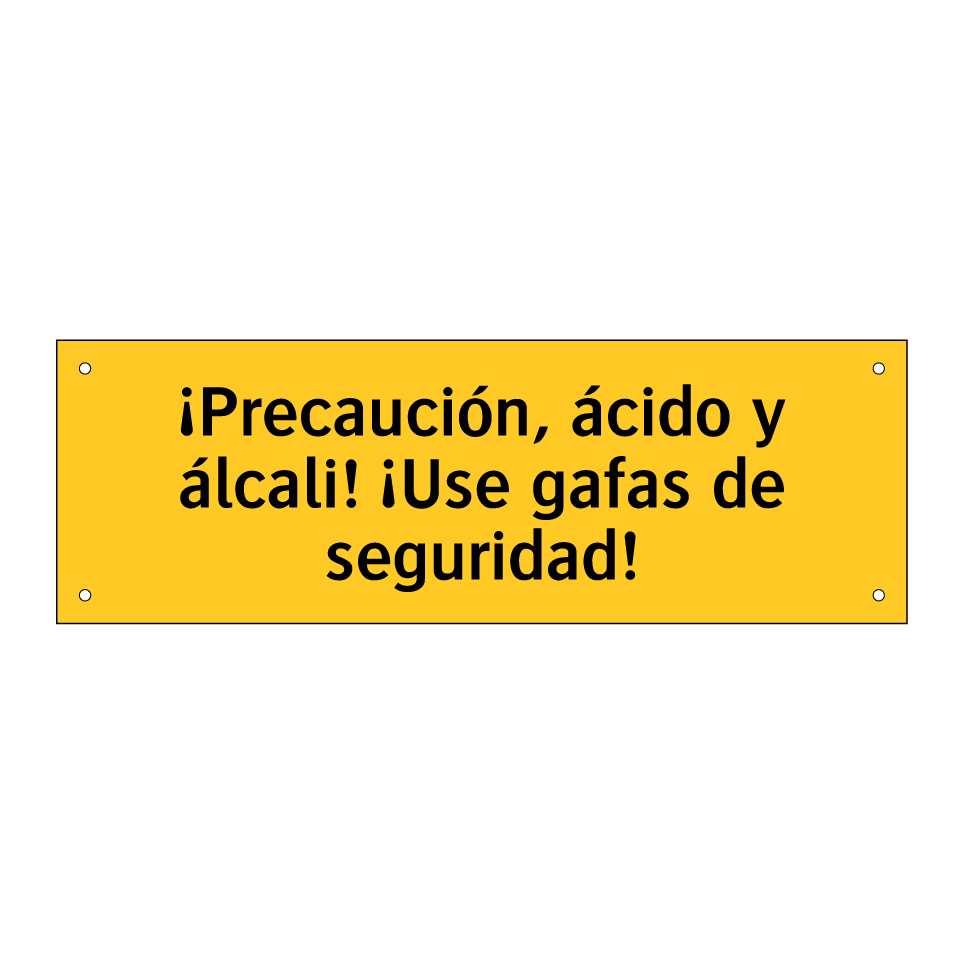 ¡Precaución, ácido y álcali! ¡Use gafas de seguridad!