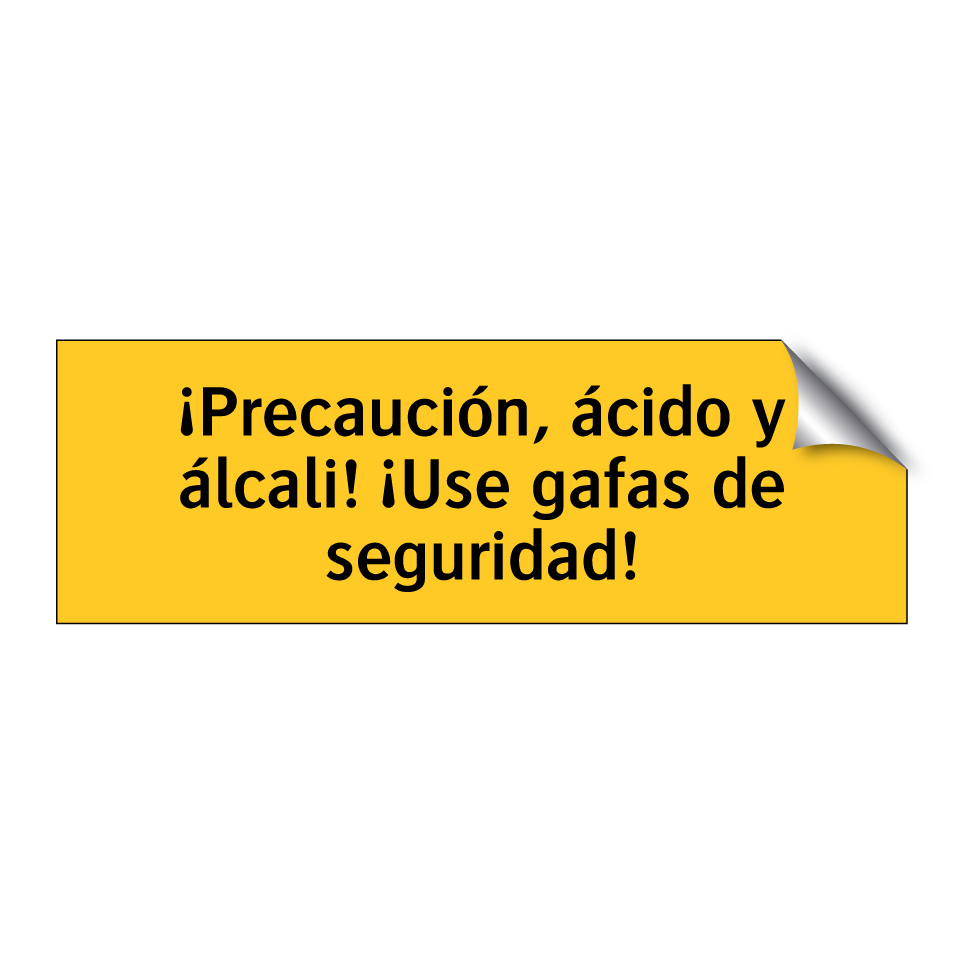 ¡Precaución, ácido y álcali! ¡Use gafas de seguridad!