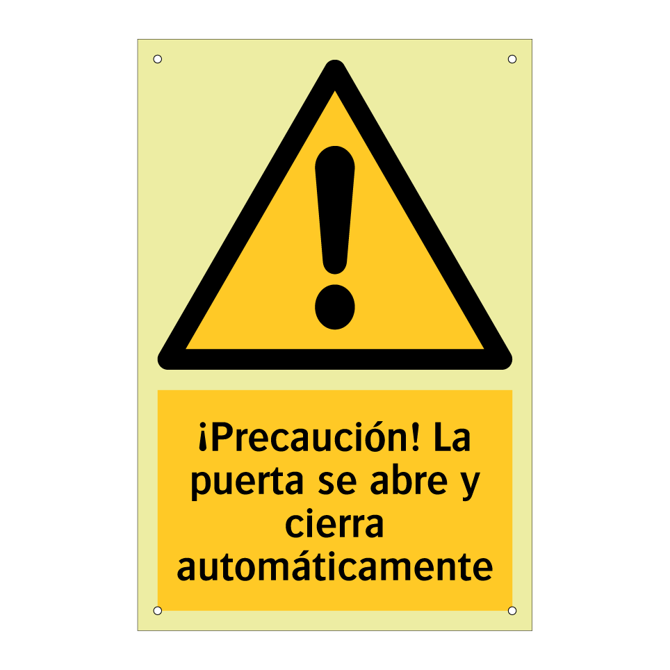¡Precaución! La puerta se abre y cierra automáticamente