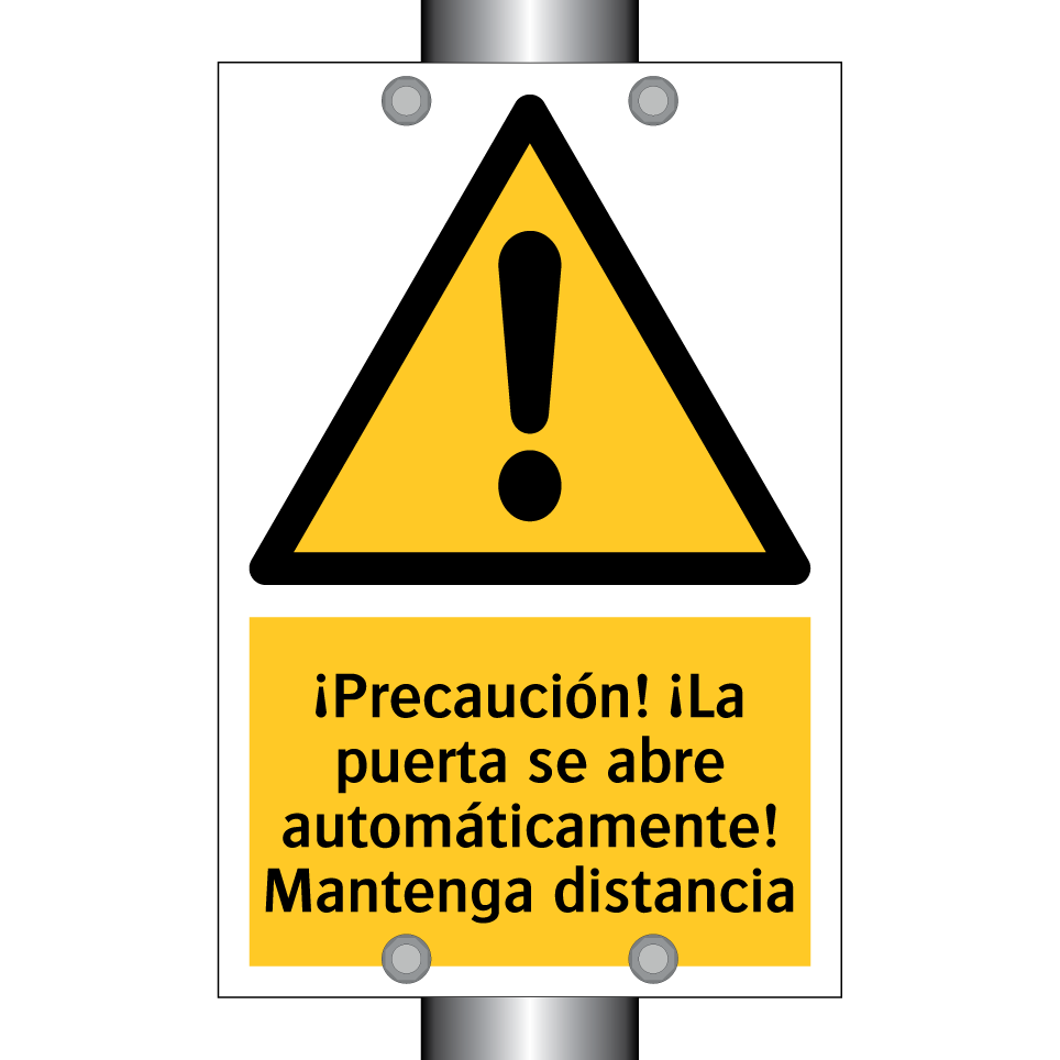 ¡Precaución! ¡La puerta se abre automáticamente! Mantenga distancia
