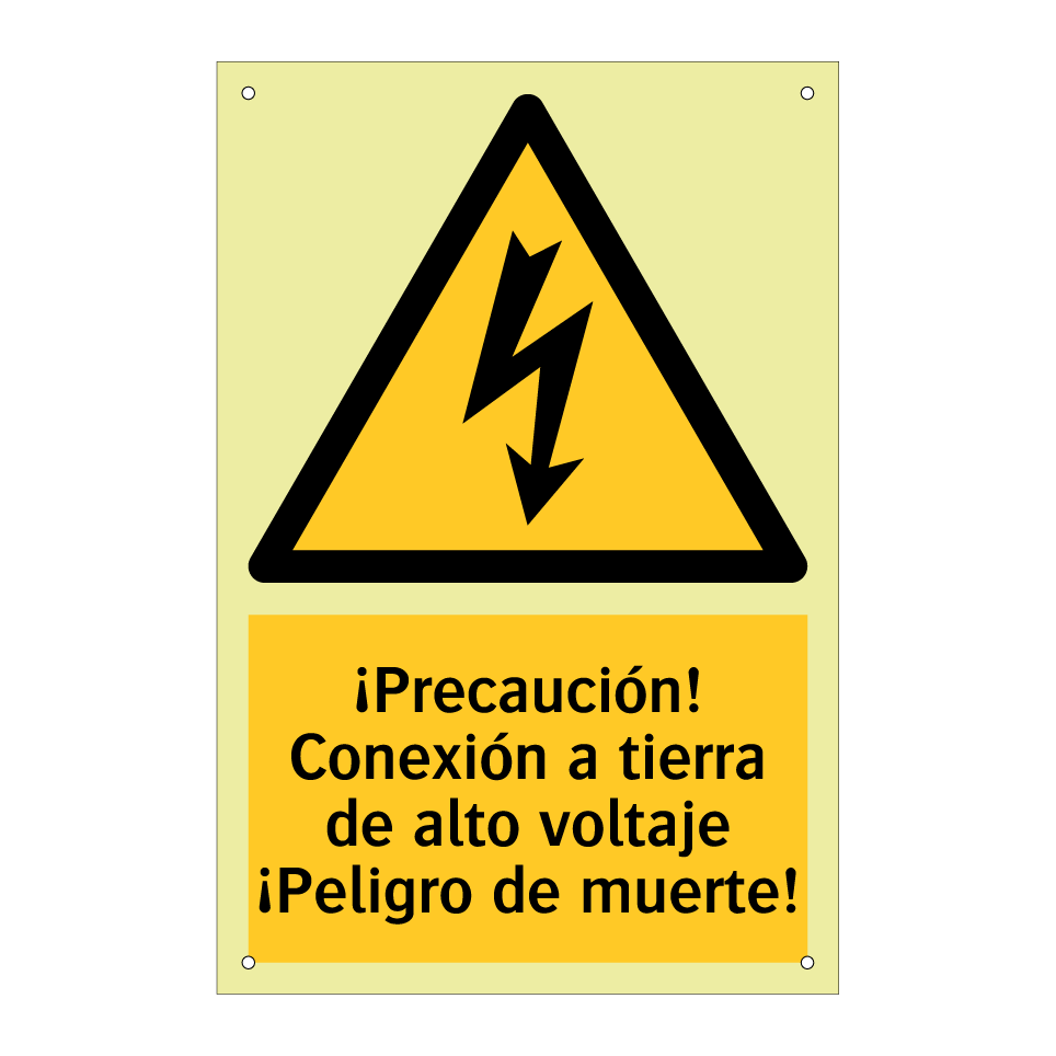 ¡Precaución! Conexión a tierra de alto voltaje ¡Peligro de muerte!