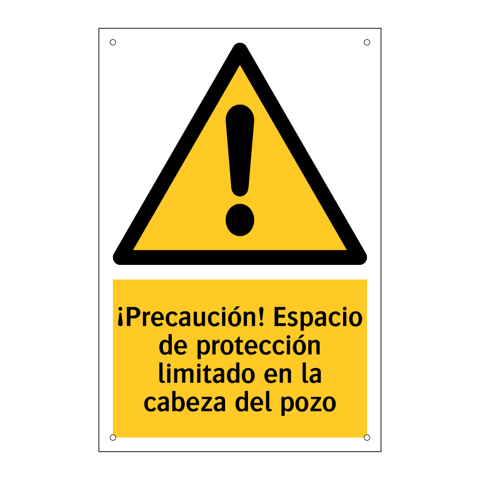 ¡Precaución! Espacio de protección limitado en la cabeza del pozo