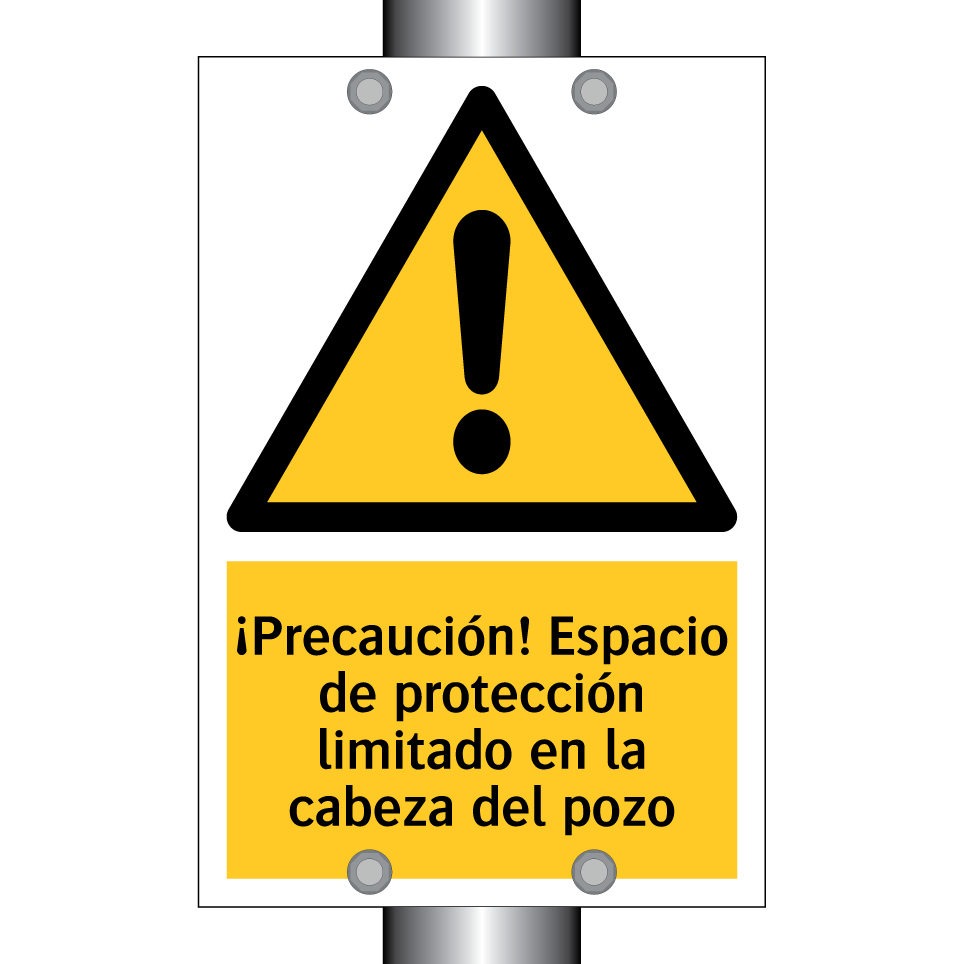 ¡Precaución! Espacio de protección limitado en la cabeza del pozo