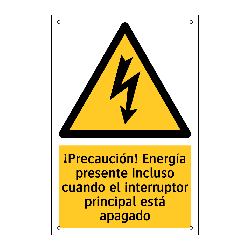¡Precaución! Energía presente incluso cuando el interruptor principal está apagado