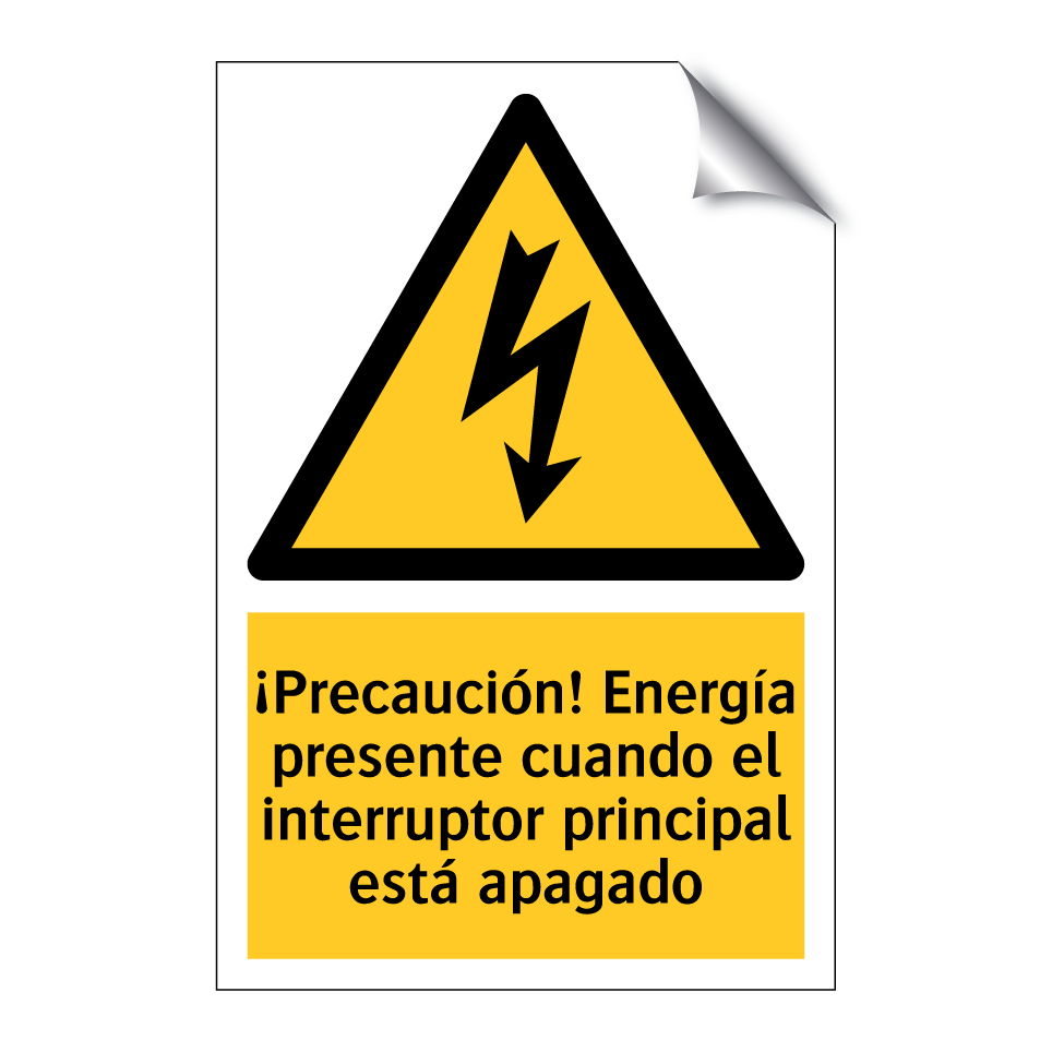 ¡Precaución! Energía presente cuando el interruptor principal está apagado