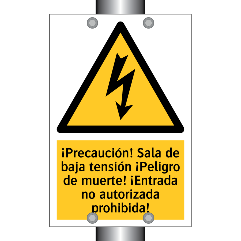 ¡Precaución! Sala de baja tensión ¡Peligro de muerte! ¡Entrada no autorizada prohibida!