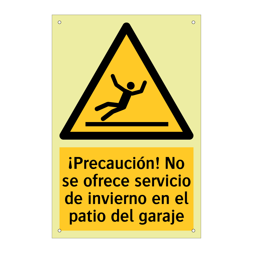 ¡Precaución! No se ofrece servicio de invierno en el patio del garaje