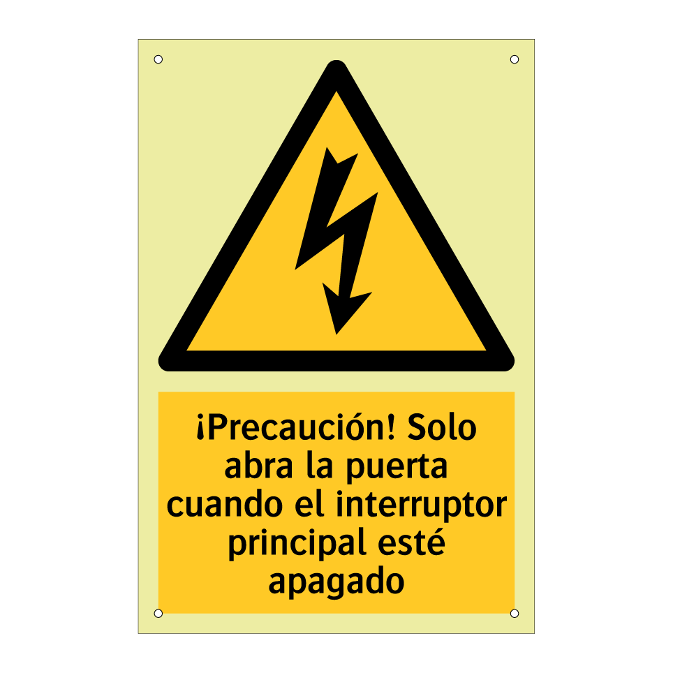 ¡Precaución! Solo abra la puerta cuando el interruptor principal esté apagado
