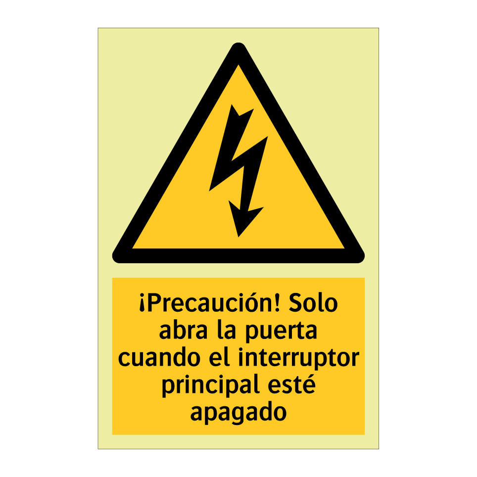 ¡Precaución! Solo abra la puerta cuando el interruptor principal esté apagado