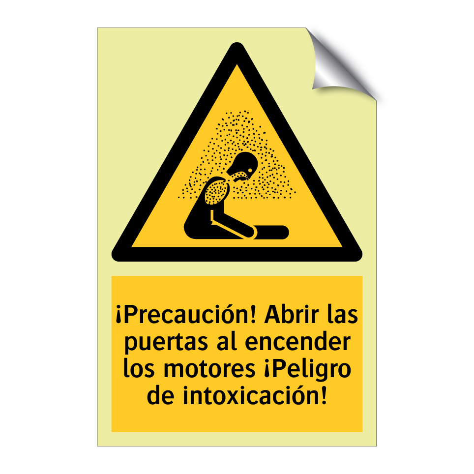 ¡Precaución! Abrir las puertas al encender los motores ¡Peligro de intoxicación!